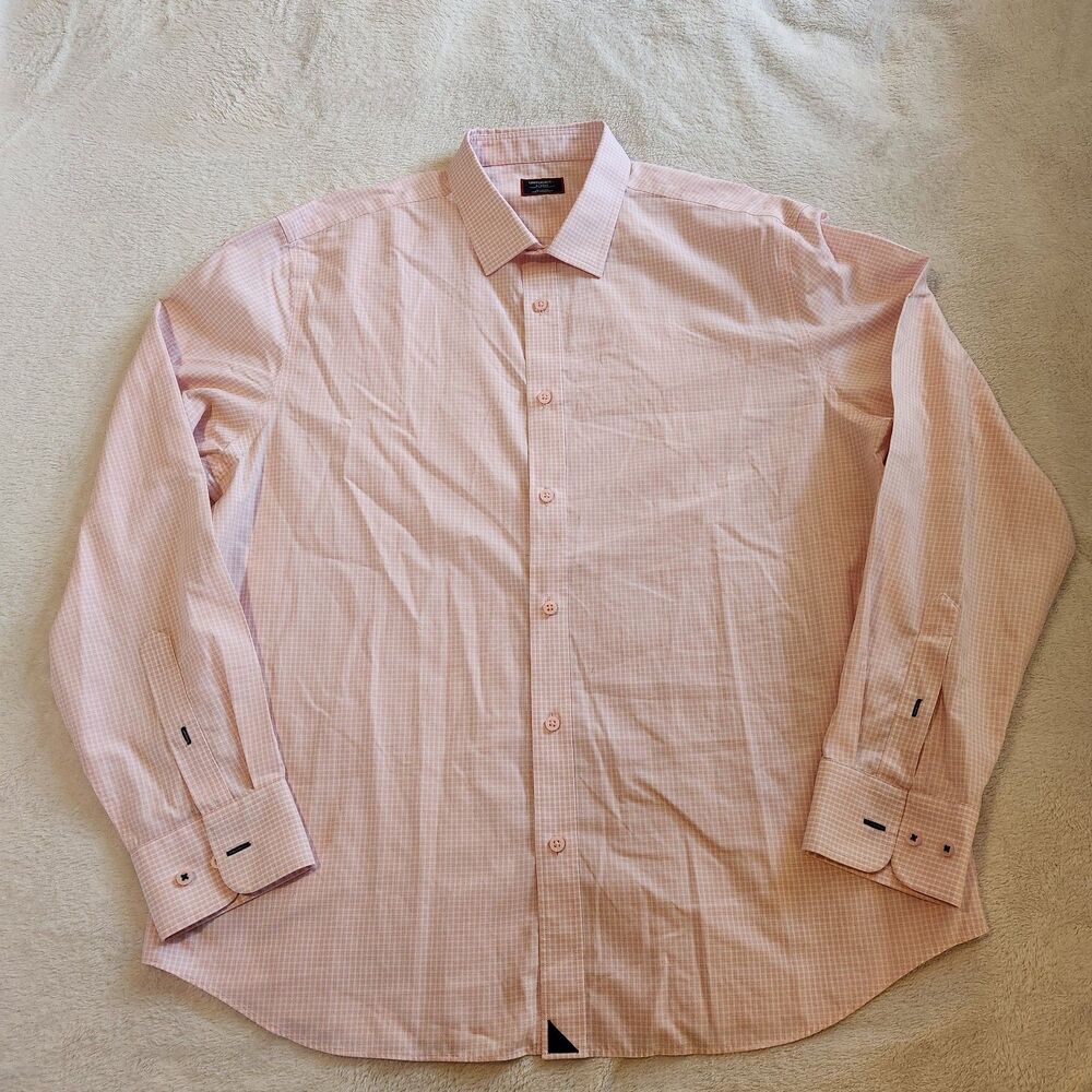UNTUCKit Shirt Mens XL Pink White Micro Check Gingham Long Sleeve No Flaws